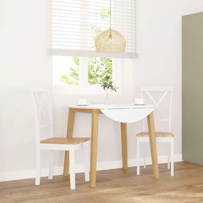vidaXL Cadeiras de jantar 2 pcs madeira de seringueira maciça branco