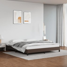 Estrutura de cama 160x200cm couro artificial castanho