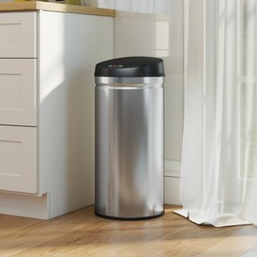 Caixote do lixo automático para cozinha de 42 L em aço inoxidável, com tampa de fecho suave, 30,5 x 30,5 x 68 cm, prateado