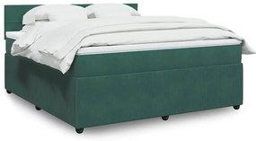 vidaXL Cama com molas/colchão 180x200 cm veludo verde-escuro