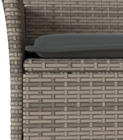 7 pcs conjunto jantar jardim c/ almofadões vime PE/vidro cinza