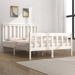 vidaXL Estrutura de cama 140x190 cm madeira de pinho maciça branco