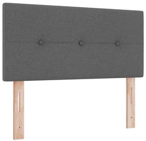 Cama Box Spring com Colchão &amp; LED Cinza Escuro 90x190 cm Tecido