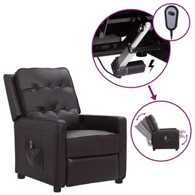 vidaXL Poltrona reclinável elétrica couro artificial preto brilhante