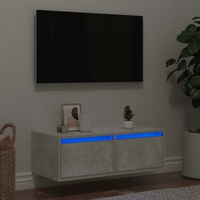 vidaXL Móvel de TV com luzes LED 75x35,5x25 cm cinzento cimento