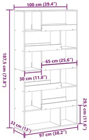 Estante 100x33x187,5 cm derivados de madeira branco