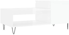 Mesa de centro 100x50x45 cm derivados madeira branco brilhante