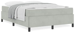 Estrutura da Cama Branco e Cinza Claro 160 x 200 cm Veludo
