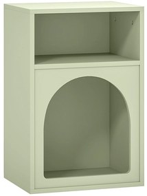 HOMCOM Mesa de Cabeceira Moderna Mesa de Cabeceira Estreita com 2 Compartimentos Abertos Desenho em Forma de Arco 40x30x60 cm Verde | Aosom Portugal