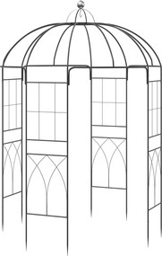 Arco de jardim metálico em forma de gaiola de pássaros 203 x 203 x 296 cm, com treliça e gancho para rosas trepadeiras, para pátio traseiro ou terraço
