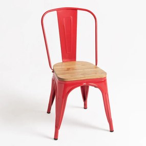 Cadeira Torix Madeira Natural - Vermelho