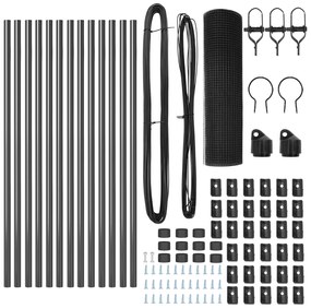 Conjunto de Poste de Cerca Conjunto de 2 Cinza Metal 25 x 0.5 m
