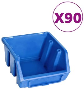 96 pcs Kit caixas arrumação com painéis parede azul e preto