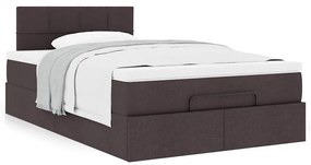 Cama otomana com colchão 120x200 cm tecido castanho escuro
