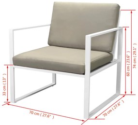 4 pcs conjunto lounge de jardim c/ almofadões aço branco
