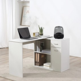 Secretária de Computador de Canto, 117 x 82 x 74 cm, Rotativa a 180°, Branca