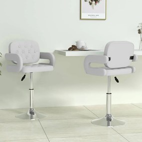 335557 vidaXL Cadeiras de jantar giratórias 2 pcs couro artificial branco
