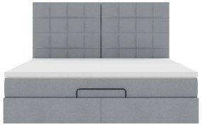 Estrutura cama otomana colchão 160x200 cm tecido cinzento claro