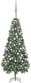 vidaXL Árvore Natal artificial pré-iluminada c/ bolas e pinhas 210 cm
