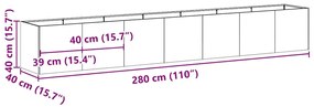 Planter 280x40x40 cm aço galvanizado