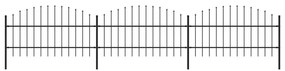 vidaXL Cerca de jardim com topo em lanças (0,75-1)x5,1 m aço preto
