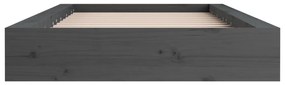 Estrutura de cama casal 135x190 cm madeira maciça cinzento