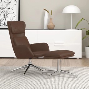 3097832 vidaXL Cadeira descanso c/ banco couro artificial castanho brilhante