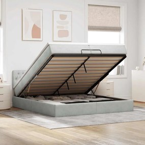 vidaXL Estrutura cama otomana colchões 200x200cm veludo cinzento claro