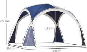 Abrigo de Campismo Dobrável – 3,5x3,5x2,22 m – Azul e Cinza Claro – Pr