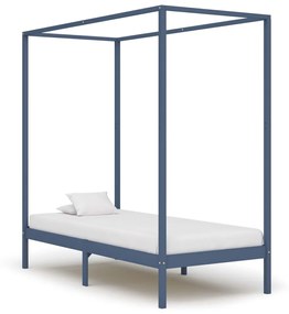 Estrutura de cama com toldo 90x200 cm pinho maciço cinzento