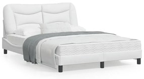 vidaXL Estrutura de cama c/ luzes LED 120x200 cm couro artif. branco