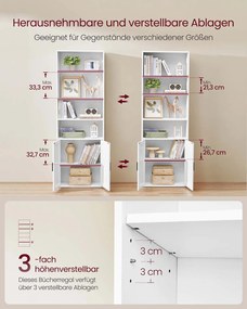 Estante com 6 prateleiras 24 x 60 x 175 cm branco