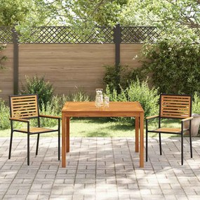 Conjunto de Jantar de Jardim 3 pcs Preto 110 x 110 x 75 cm