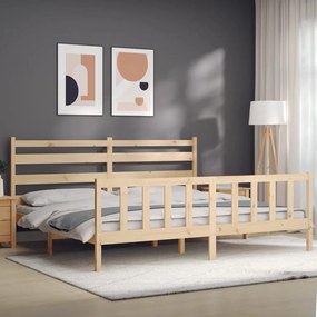 Cama sem colchão 200x200 cm madeira de pinho maciça
