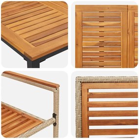 Conjunto de Jantar de 7 Peças vidaXL Jardim Bege Polyrattan Acácia