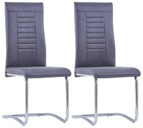 Cadeiras de jantar cantilever 2 pcs camurça artificial cinzento
