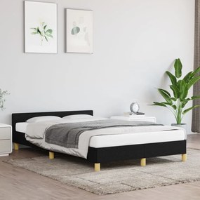 Estrutura de cama c/ cabeceira 120x200 cm tecido preto