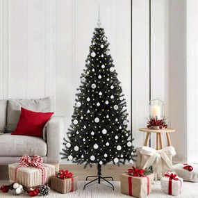 vidaXL Árvore de Natal com 300 LEDs com suporte Preto 180 cm PVC