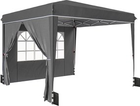 Outsunny Tenda de Jardim Exterior 3x3 m Tenda Dobrável com Paredes Laterais Proteção UV 50+ Saco de Transporte Cinza | Aosom Portugal