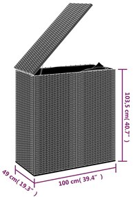 Caixa para almofadões de jardim 100x49x103,5cm vime PE cinzento