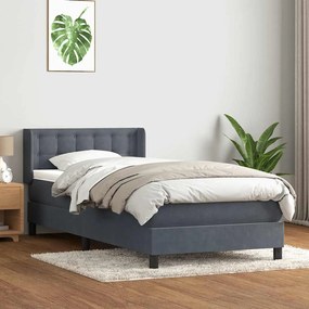 vidaXL Cama com molas/colchão cinza-escuro 80x220 cm veludo