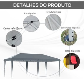 Tenda Dobrável 585x295x270 cm Tenda de Jardim Portátil com Bolsa de Tr