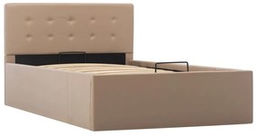 Cama hidráulica c/ arrumação 90x200cm couro artif. cappuccino