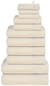 vidaXL 12 pcs Conjunto de toalhas 360 gsm 100% algodão creme