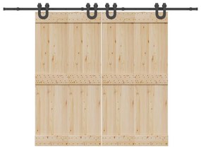 Kit de ferragens para porta deslizante 366 cm aço preto