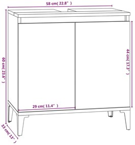 Armário de lavatório 58x33x60 cm derivados de madeira branco
