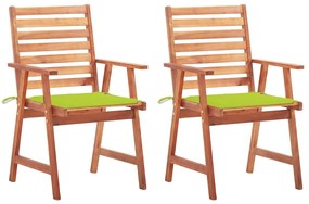 vidaXL Cadeiras de jantar p/ jardim 2 pcs c/ almofadões acácia maciça