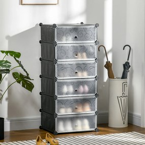 Móvel modular 49 x 36,5 x 108 cm para arrumação de sapatos com 6 cubos retangulares empilháveis - preto