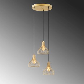 Candeeiro de Teto Telyildo – Dourado Brilhante – 44 x 44 x 117 cm