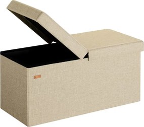 Banco dobrável com tampa articulada e espaço de arrumação 76 x 38 x 38 cm Bege